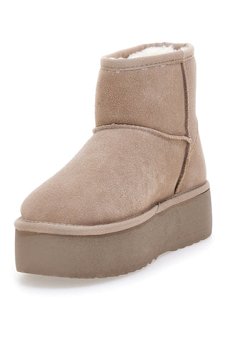 Stivaletti Pantofole beige suola platform e interno con pelo Mon Dieu L1251