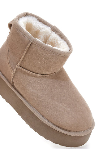 Stivaletti Pantofole beige suola platform e interno con pelo Mon Dieu L1251