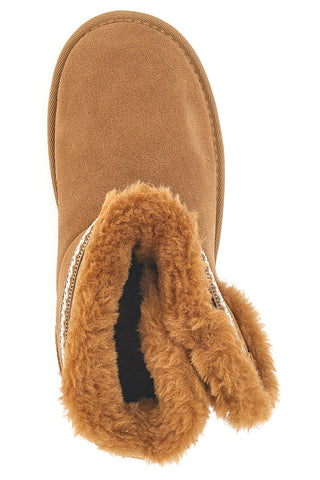 Mon Dieu L1264 Kamelfell-Slipper-Stiefeletten mit Plateausohle