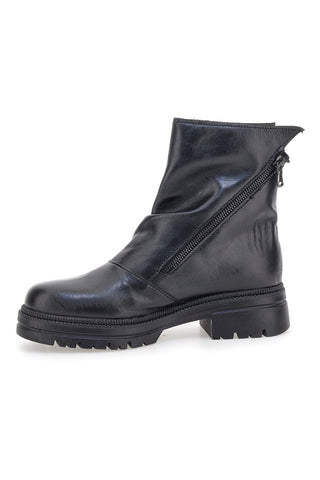 Pittarello Focus 1010D schwarze Stiefeletten aus echtem Leder mit diagonalem Reißverschluss