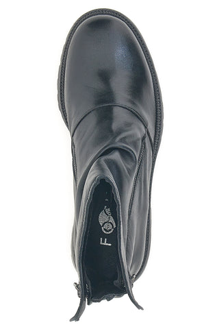 Pittarello Focus 1010D schwarze Stiefeletten aus echtem Leder mit diagonalem Reißverschluss