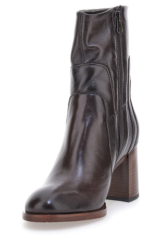 Stivaletti Tronchetti moka in vera pelle con tacco Pittarello Must have T26206