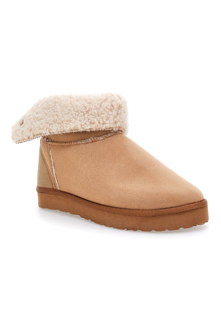 Stivaletti pantofola beige con risvolto in pelo e interno caldo Inblu 23 FX