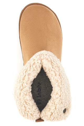 Stivaletti pantofola beige con risvolto in pelo e interno caldo Inblu 23 FX