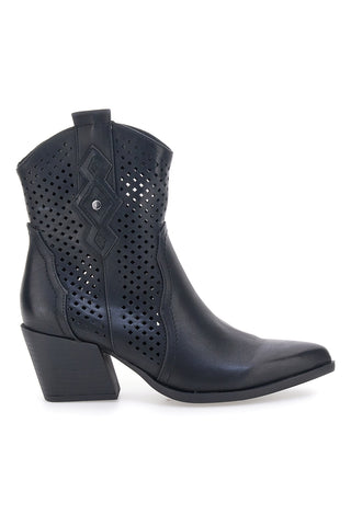 Schwarze perforierte Stiefelette mit Absatz Cafè Kosten H3W205832