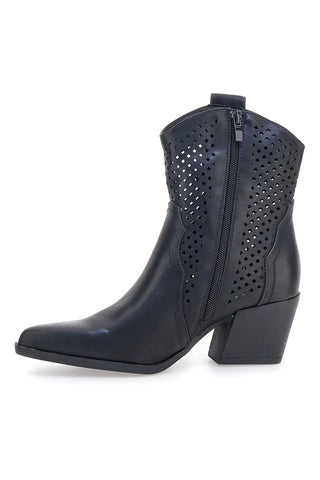 Stivaletti neri traforati con tacco Cafè cost H3W205832