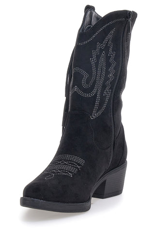 Café Cost RQ2613 Schwarze Texan-Ankle-Boots mit Fransen und Stickerei