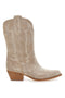 Stivaletti texani beige in vera pelle ricamati Pittarello love TEX4090