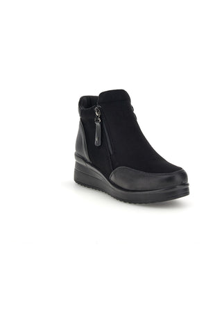 Stivaletti Nero con Zip e Zeppa Plocadi MIN63