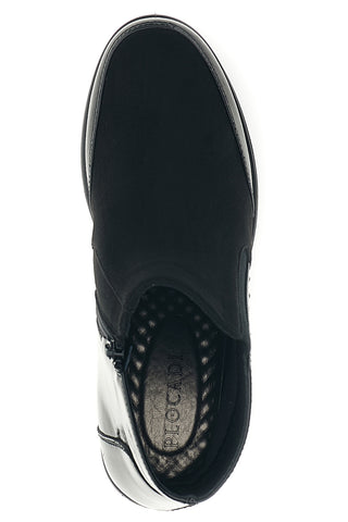 Stivaletto Nero con Inserti in Effetto Vernice e Borchie Plocadi MINA1706
