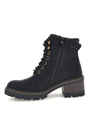 Schwarze Schnürstiefeletten mit Strickrand Altemberg 2303901