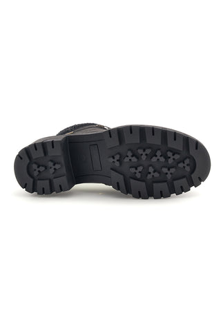 Schwarze Schnürstiefeletten mit Strickrand Altemberg 2303901