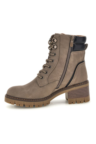 Taupefarbene Schnürstiefeletten mit gepolstertem Rand und Reißverschluss Altemberg 2303902