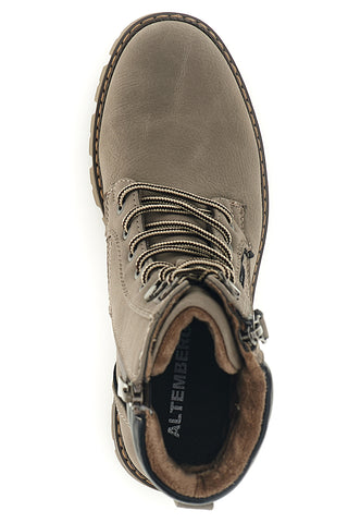 Taupefarbene Schnürstiefeletten mit gepolstertem Rand und Reißverschluss Altemberg 2303902