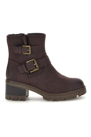 Dunkelbraune Stiefeletten mit Schnallen und Absatz Altemberg 2303937