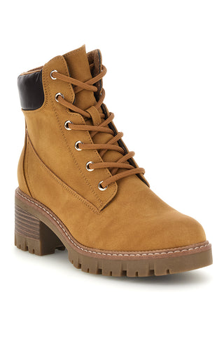 Ockergelbe Stiefeletten mit Absatz und Schnürung Altemberg 2303936