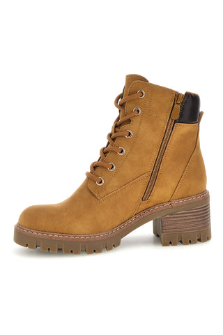 Ockergelbe Stiefeletten mit Absatz und Schnürung Altemberg 2303936
