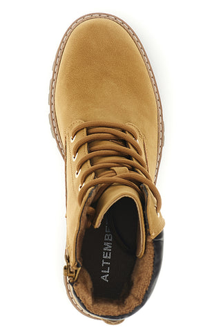 Ockergelbe Stiefeletten mit Absatz und Schnürung Altemberg 2303936
