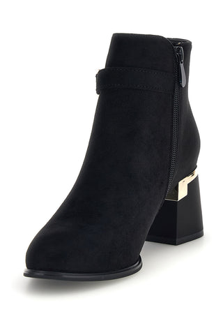 Schwarze Stiefeletten in Wildlederoptik mit Schmuck-Schnalle „The first P742“