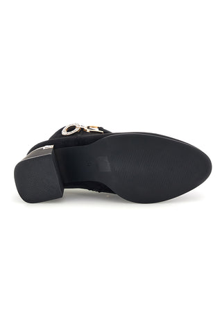 Schwarze Stiefeletten in Wildlederoptik mit Schmuck-Schnalle „The first P742“