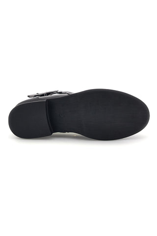 Stivaletti Neri con Fibbia e Inserti Elasticizzati The first P738