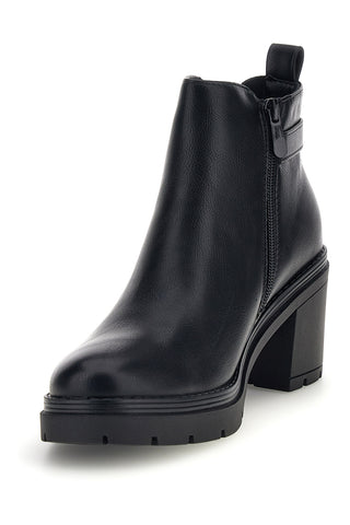 Schwarze Stiefeletten mit seitlichem Gummizug und breitem Absatz – The First P740