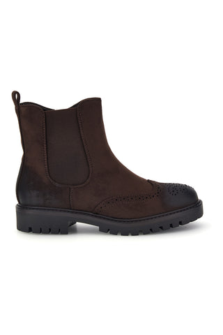 Braune Chelsea-Stiefeletten mit Brogue-Verzierung von The First P744