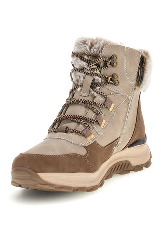 Stivaletti tortora water repellent con bordo in pelo e zip Relife 688724802B8R