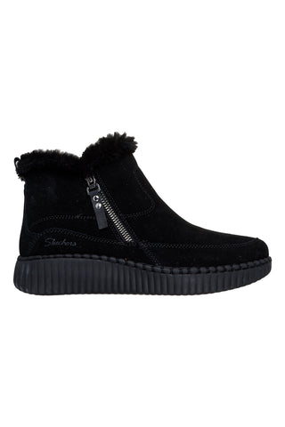 Stivaletti neri in pelle scamosciata con zip laterale Skechers Wilshire Blvd Fresh Zip