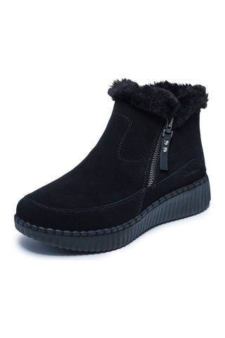 Schwarze Stiefeletten aus Wildleder mit seitlichem Reißverschluss: Skechers Wilshire Blvd Fresh Zip
