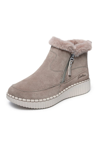 Stivaletti beige in pelle scamosciata con zip laterale Skechers Wilshire Blvd Fresh Zip