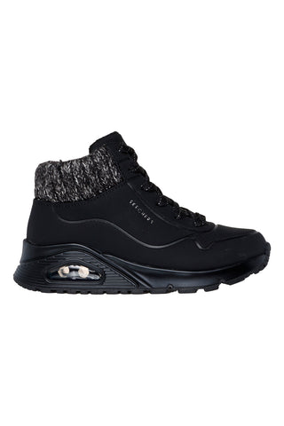 Schwarze Sneaker mit seitlichem Reißverschluss und Plateau von Skechers Uno Gen1 Darling Daze