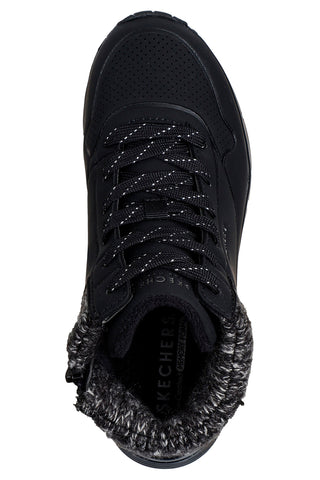 Schwarze Sneaker mit seitlichem Reißverschluss und Plateau von Skechers Uno Gen1 Darling Daze