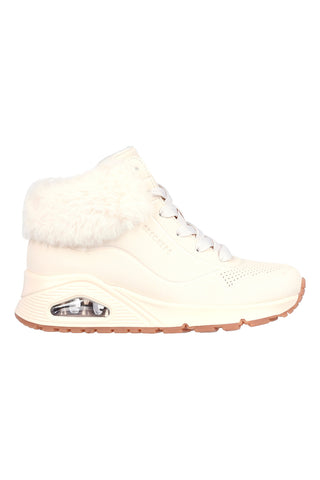 Beigefarbene Stiefeletten mit seitlichem Reißverschluss von Skechers Uno Fall Air