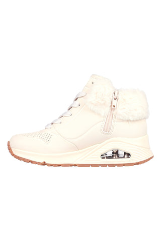 Beigefarbene Stiefeletten mit seitlichem Reißverschluss von Skechers Uno Fall Air