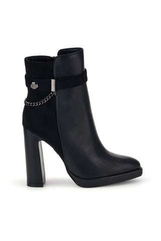 Schwarze Stiefeletten mit Absatz und Zierkette von Laura Biagiotti 9969