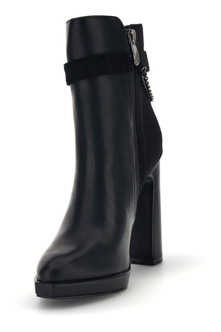 Schwarze Stiefeletten mit Absatz und Zierkette von Laura Biagiotti 9969
