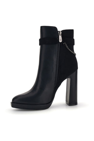 Schwarze Stiefeletten mit Absatz und Zierkette von Laura Biagiotti 9969