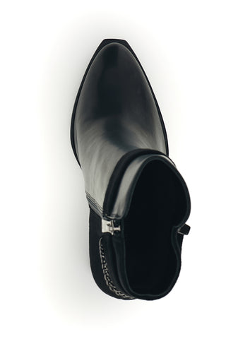 Schwarze Stiefeletten mit Absatz und Zierkette von Laura Biagiotti 9969