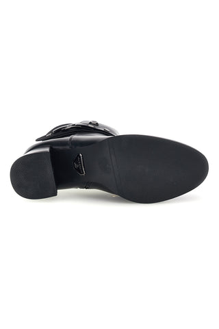 Schwarze Stiefeletten mit Nietenriemen und breitem Absatz von Laura Biagiotti 9962