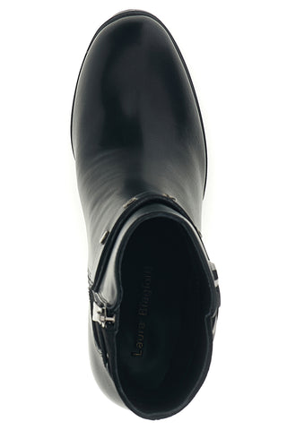 Schwarze Stiefeletten mit Nietenriemen und breitem Absatz von Laura Biagiotti 9962