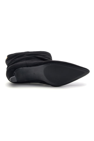 Schwarze Stiefeletten in Wildlederoptik mit Drapierung und niedrigem Absatz – Pittarello Capsule BT261353004
