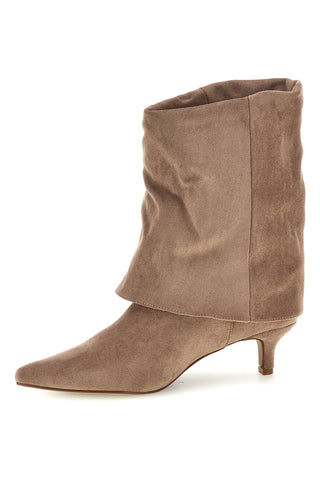 Stivaletti taupe effetto scamosciato con risvolto e tacco kitten The first P772