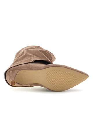 Stivaletti taupe effetto scamosciato con risvolto e tacco kitten The first P772