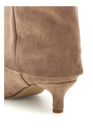 Stivaletti taupe effetto scamosciato con risvolto e tacco kitten The first P772