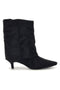 Stivaletti neri effetto suede con risvolto e tacco kitten The first P772