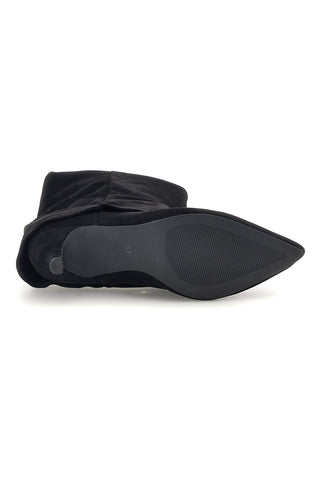 Stivaletti neri effetto suede con risvolto e tacco kitten The first P772