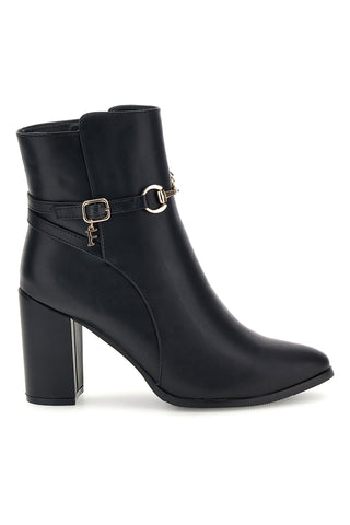 Schwarze Stiefeletten mit Riemchen und breitem Absatz von Ferre’ F1230C1398