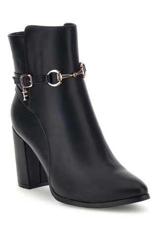 Schwarze Stiefeletten mit Riemchen und breitem Absatz von Ferre’ F1230C1398