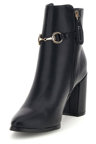 Schwarze Stiefeletten mit Riemchen und breitem Absatz von Ferre’ F1230C1398